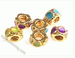 Mixed Color Zincy Alloy Large hole beads with Enamel 004
